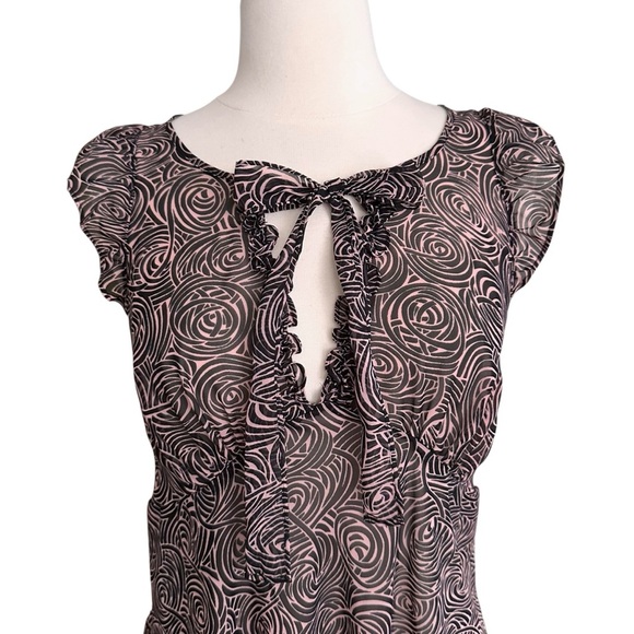 BETSEY JOHNSON Intimates Y2K Sheer Babydoll Swirl Print Mini Dress Size Medium - Picture 2 of 15